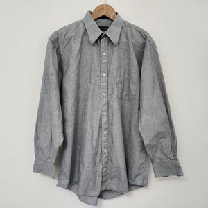 TAILORS ROW FINERY Men's Gray Button Up Long Sleeve Shirt Size 16 32/33